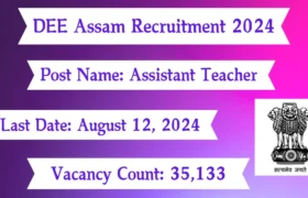 DEE Assam 35133 Teacher Recruitment 2024 Notification Out, Apply till August 12